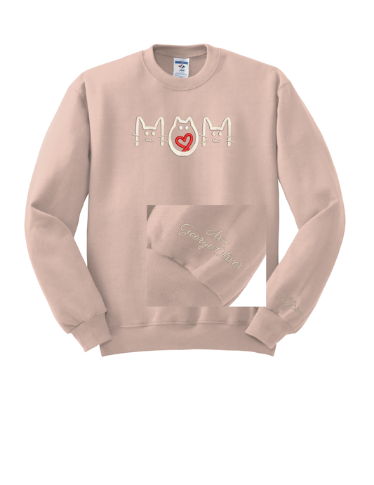 Cat Mom Embroidered Unisex Fit Crewneck